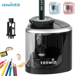 Tenwin Electric Auto Pencil Sharpener Safe Student Helical Steel Blade for Artists Kids Adults Colored Pencils 240524