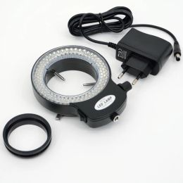 FYSCOPE Adjustable 144 LED Ring Light illuminator Lamp For Industry Stereo Microscope with 110V-240V AC Power Magnifier Adapter