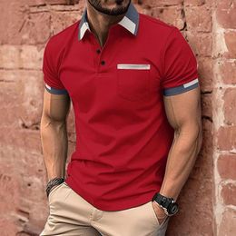 Men's Polos 2024 Summer Casual Short-sleeved Polo Shirt Office Fashion Printed Collar T-shirt Breathable Cl