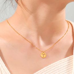 Zodiac Sign Necklace For Women Stainless Steel Constellation Charms Chain Choker Jewellery Minimalist Birthday Gifts