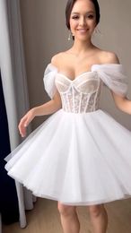Toofgon Simple Short Bridal Wedding Dress Sticker Lace Sweetheart Tight Corset Back Formal Party Dress A-Line Princess Bridal Dress 240517