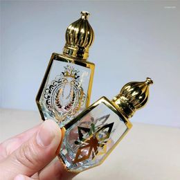 Storage Bottles Perfume Bottle 12ML Essential Oil Sub Bottled Gold Glass Portable Frag Skinc Mixing Sample Empty Massage Roller