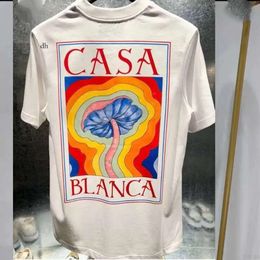 T-Shirts Mens T Brand Designer Tees Rainbow Mushroom Letter Print Short Sleeve Tops Cotton Loose Men Casa Blanca Women Shirt JHVD 71