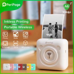 PeriPage Portable 304dpi Thermal Picture Photo Label Mini Printer Brown Red Yellow Green Blue A6 Thermal Label Printer