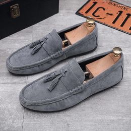 Casual Shoes Men's Leather Lightweight And Versatile In Spring Autumn Summer Bean Black Comfortable Lazy