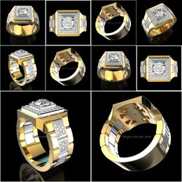 Solitaire Ring 14 K Gold White Diamond For Men Fashion Bijoux Femme Jewellery Natural Gemstones Bague Homme 2 Carats Males Drop Deli Dhkif