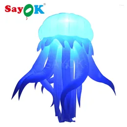 Party Decoration Giant Inflatable Led Hanging Jellyfish Glowing With 16 Colors 11.48-feet For Home Bar Wedding Stage Decorations