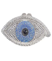 New arrival Newest Animail Designer Evil Eye Crystal Purse Women Evening Bag Gold Silver Black Party Clutch Bag Lady banquet poc2466139