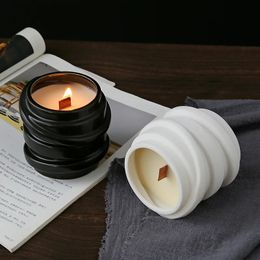 Ceramic Geometric Candle Holder Decorative Spiral Shape Aroma Cup Bathroom Fragrance Diffuser Bedroom Homeware Ornament 240521