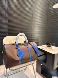 Blue leather Men Duffle Bag For Women Travel Bags Men's Hand Luggage Travel Bag Men PVC Leather Handbags Large Cross Body Totes