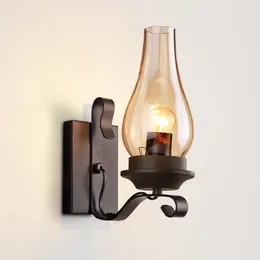 Wall Lamp Retro Industrial Light Iron Creative Restaurant Corridor Bedroom Bedside Glass Living Room El Lighting