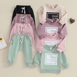 Clothing Sets 0-36months Baby Boys And Girls Clothes Long Sleeve Letter Print Sweatshirt Drawstring Pants Outfits For Infant