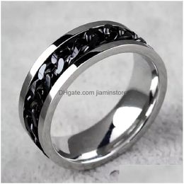 Band Rings Wholesale 50Pcs Spinner Chain Stainless Steel Mens Sier Gold Black Fashion Jewellery Ring Brand New Drop Width 8Mm Delivery Dhbqw