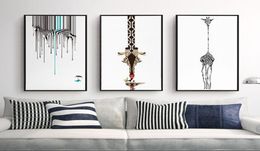 Triptych Abstract Decorative Painting Living Room Modern Unframed Art Black And White Zebra Personality Giraffe Canvas Paintings4114522