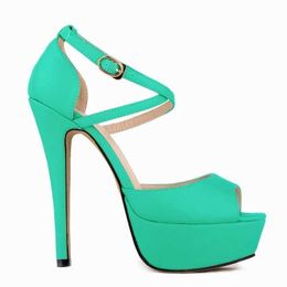 Dress Shoes Women Sandals Fashion Peep Toe Matte Leather Buckle Platform Sandal Sexy 14cm Extremely High Heels Party Dress Red Wedding Shoes H240521 5Y66