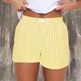 Women's Shorts Cute Soft Plaid Print Summer For Fine Womens Button Front Pajama Bottoms Stretch Casual Pant Ropa Mujer