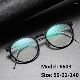 Sunglasses Frames Round Men's Glasses Frame Titanium Acetate Eyeglasses Myopia Prescription Eyewear Optical Lens Denmark Brand 2024