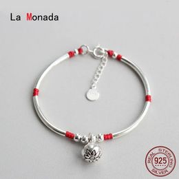 La Monada Red Thread For Hand 925 Sterling Silver Bracelet Bell Tube Red Thread String Rope Bracelets For Women Silver 925 240521