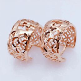 Hoop Earrings In Chinese Style Copper Coin Design Earings Plated Rose Gold Shiny Geometric For Women Fashion Jewellery