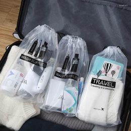Storage Bags 5Pcs PVC Travel Luggage Cosmetic Pocket Waterproof Wash Transparent Drawstring Bag Shoe Organiser Home Tools