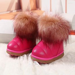 Boots Winter Baby Girl Snow Girls Pu Leather Sneakers Warm Plush Children Outdoor Princess Cotton Shoes B159