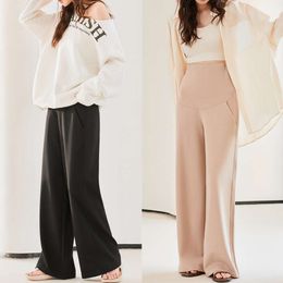 2024 Spring Fashion Maternity Pants Straight Wide Leg Loose Elastic Waist Belly Clothes for Pregnant Women Casual Pregnancy L2405