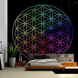 Tapestries Cube Flower Of Life Tapestry Home Decoration India Mandala Boho Wall Hanging Hippie Fabric Decor