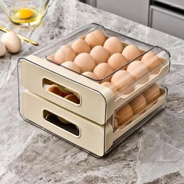 Storage Bottles Egg Stacker Tray Stackable Holder For Fridge Drawer Automatic Rolling Container With Lid Plastic Dispenser Home