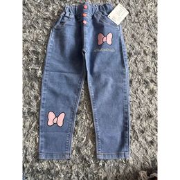 Kids Girl Jeans Floral Cartoon Long Spring Autumn Graffiti Painting Print Casual Trousers with Hole Children Denim Pants