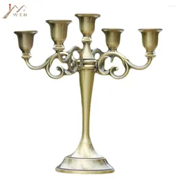 Candle Holders IMUWEN Silver/Gold/Bronze/Black 3-Arms Metal Pillar Candlestick Wedding Decoration Stand Home Decor Candelabra