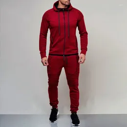 Men's Tracksuits Tracksuit Men Zipper Rashguard Running Hoodies Sweat Suits Drawstring Pullover Outfit Workout Streetwear