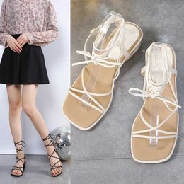 Sandals 2024 White Black Woman Strap Leather Cross-Tied High Heels Shoes Sexy Lace Up Party Pumps shoe Size 35-42 H240521