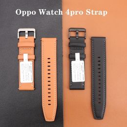 Original 22mm Calfskin Leather Watch Band For Oppo Watch 4pro Genuine Leather Strap Wristband 240520