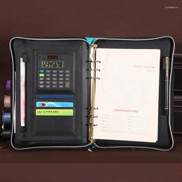 Creative Trends Zipper Leather Travel Journal Agenda Planner Daily Planners Notebook With Calculator Ring Binder 1102