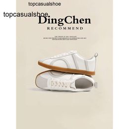 Toteme leather German training shoes Genuine for women 2022 new spring flat bottom lace up casual board shoes versatile small white shoes