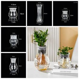 Vases Floor-standing Hydroponic Flower Pot Fashion Transparent Self Watering Aquatic Plant Container Simple Plastic Desktop