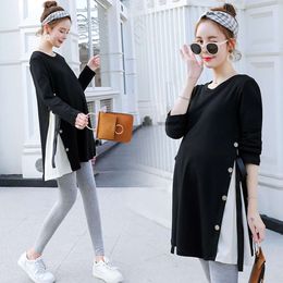 Womens Tops Long Sleeve Solid Tunic Casual Pregnancy T-Shirt Maternity Clothes Comfy Flattering Suit L2405