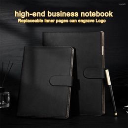 (Free Logo Engraving) A5/B5 High-grade Leather Loose-leaf Notebook Business Meeting Minutes Notepads Student Subject