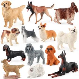 Novelty Games Simulation Realistic Dogs Figurines Great Dane Schnauzer Doberman Model Action Figures Cute Home Decoration Kids Educational Toy Y240521