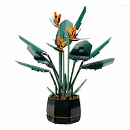 Decorative Flowers Botanical Collection Bird Of Paradise Eternal Artificial Flower Home Decor Potted 10289 Building Blocks Bouquet Girls