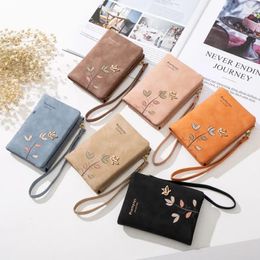 Wallets Fashion Fresh Flower Small Wallet Women Soft Leather Ladies Purses Designer Short Female Girl Cartera With Wristlet