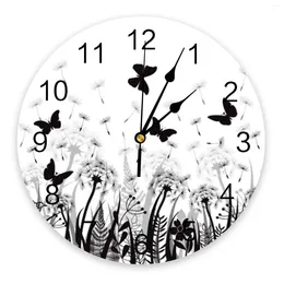 Wall Clocks Plant Dandelion Butterfly Clock Modern Design Living Room Decoration Mute Hanging Watch Home Decor