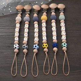 Pacifier Holders Clips# Personalized name for baby beech wood pacifier clip silicone felt wood beads for baby teeth dummy bracket chain care toy gifts d240521