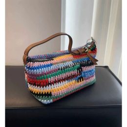 NEW Designer tote bag Rainbow Woven Crossbody Tote Handbag for womens Branded Cotton Design Bags Women's Purse large capacity designer shoulder bag tote bag designer