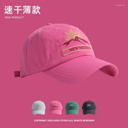 Ball Caps Trendy American Embroidered Quick-drying Baseball Cap Women Summer Breathable Thin Soft-top Sun Hat For Men Casual