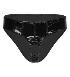 Underpants Man Lingerie Underwear Latex Low Rise Crotchless Panties Wetlook Patent Leather Mens Sexy Glossy O Ring Thongs BriefsUn2015506