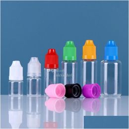 Packing Bottles Wholesale Pet Dropper Bottle With Colorf Childproof Caps And Long Thin Tips Clear Plastic Needle L 5Ml 10Ml 15Ml 20M Dhmah