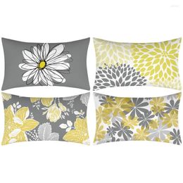 Pillow Daisy Flower Cover 30x50 Polyester Pillowcase Decorative Sofa S Pillowcover Home Decor Yellow Grey Cases