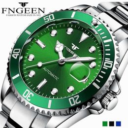 R jia Fenzun luminous black water ghost mens automatic mechanical watch Green Water Ghost steel belt watch waterproof mens Watch R belt LOGO