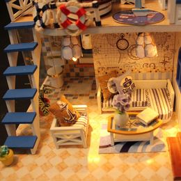 Miniature Doll House Model Wooden Furniture Building Blocks Toys Birthday Gifts BLUE COAST Diy Puzzle Toy M032